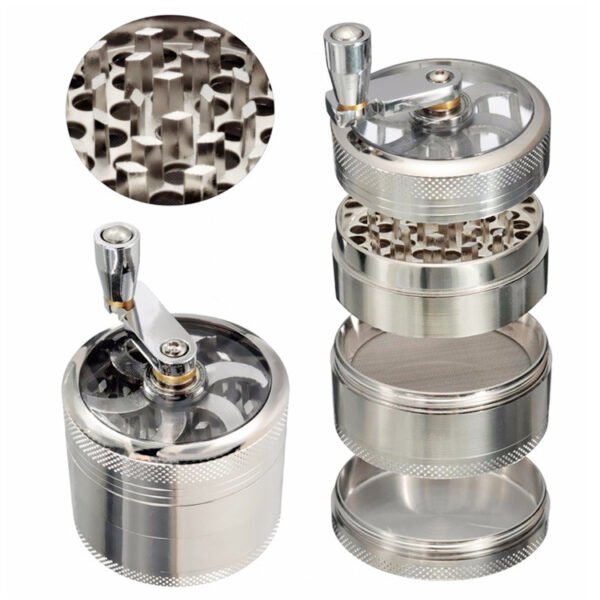 Hand Crank Diameter 55mm Four-layer Zinc Alloy Metal Grinder Cigarette Breaker Smoking Set
