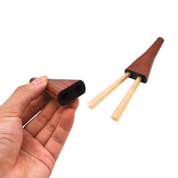 Classic Wooden Pipe Mini Portable Two-hole Wooden Smoking Set