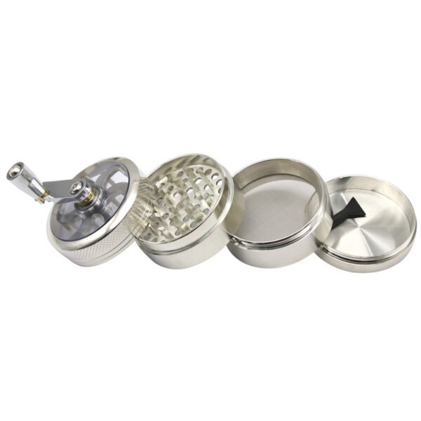 Hand Crank Diameter 55mm Four-layer Zinc Alloy Metal Grinder Cigarette Breaker Smoking Set